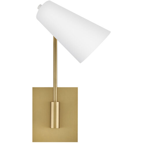 Bray Wall Mount Wall Light in Lacquered Brass with Chalk White