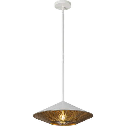 Alora Mood Daphne 1 Light 15 inch White and Brown Cotton Rope Pendant Ceiling Light