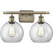 Ballston Athens 2 Light 16 inch Antique Brass Bath Vanity Light Wall Light in Incandescent, Clear Glass, Ballston