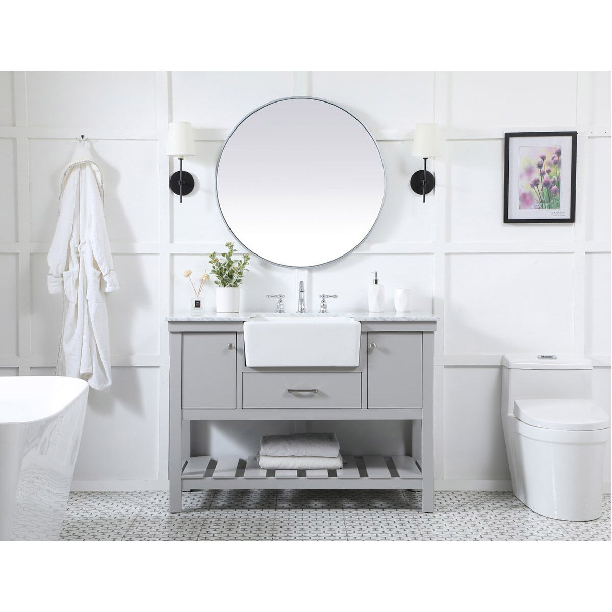 Clement 48 X 22 X 34 inch Grey Bathroom Vanity Cabinet