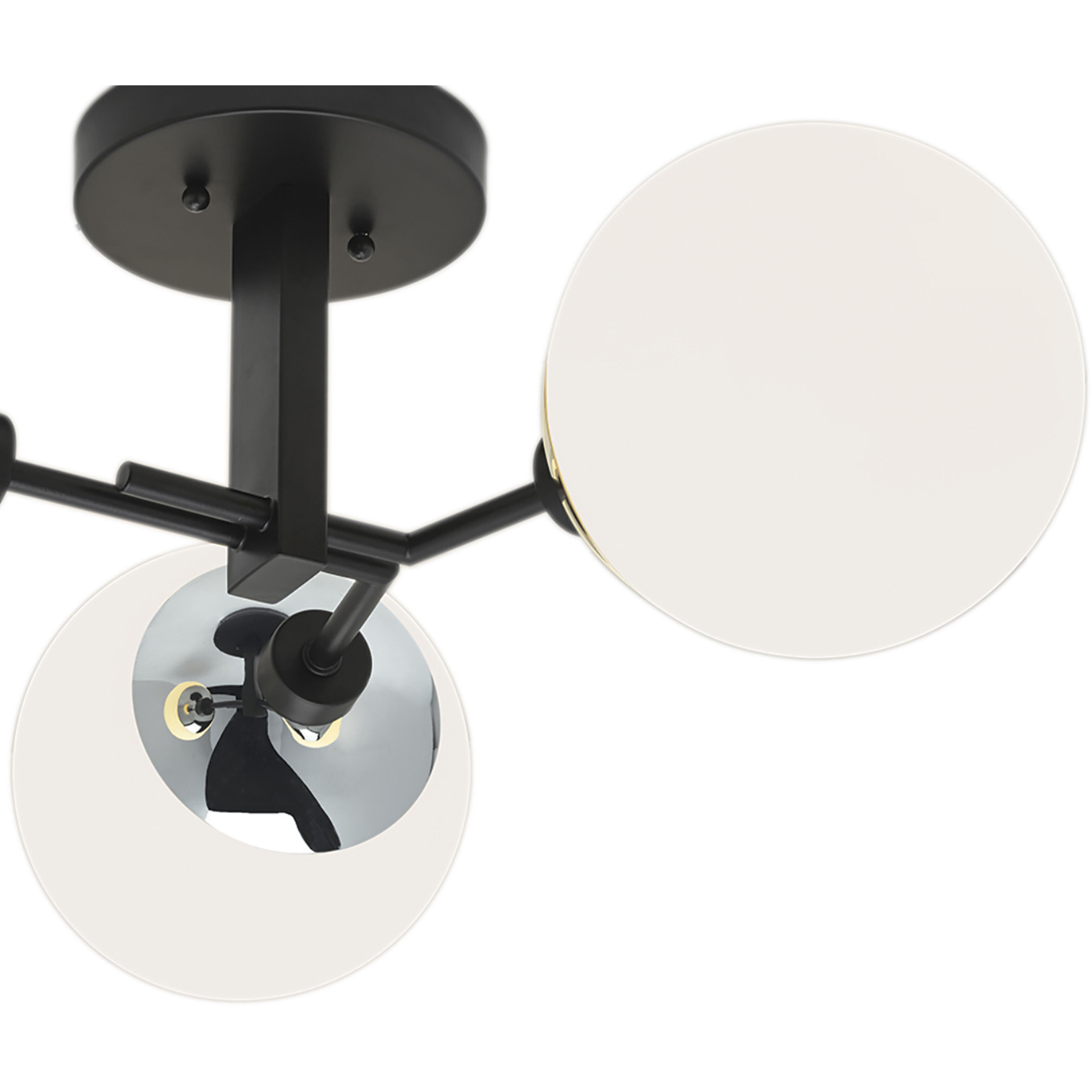 Triple Play 3 Light 24.38 inch Polished Nickel with Matte Black Semi Flush Mount Ceiling Light