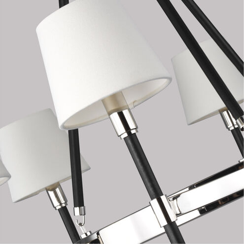 Katie 6 Light 32 inch Polished Nickel / Black Leather Chandelier Ceiling Light