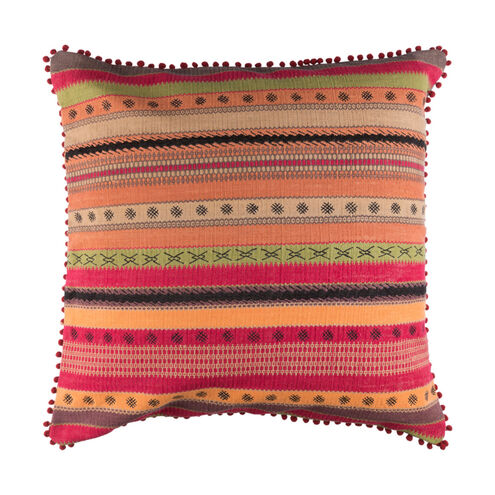 Marrakech 20 X 20 inch Black and Bright Red Throw Pillow