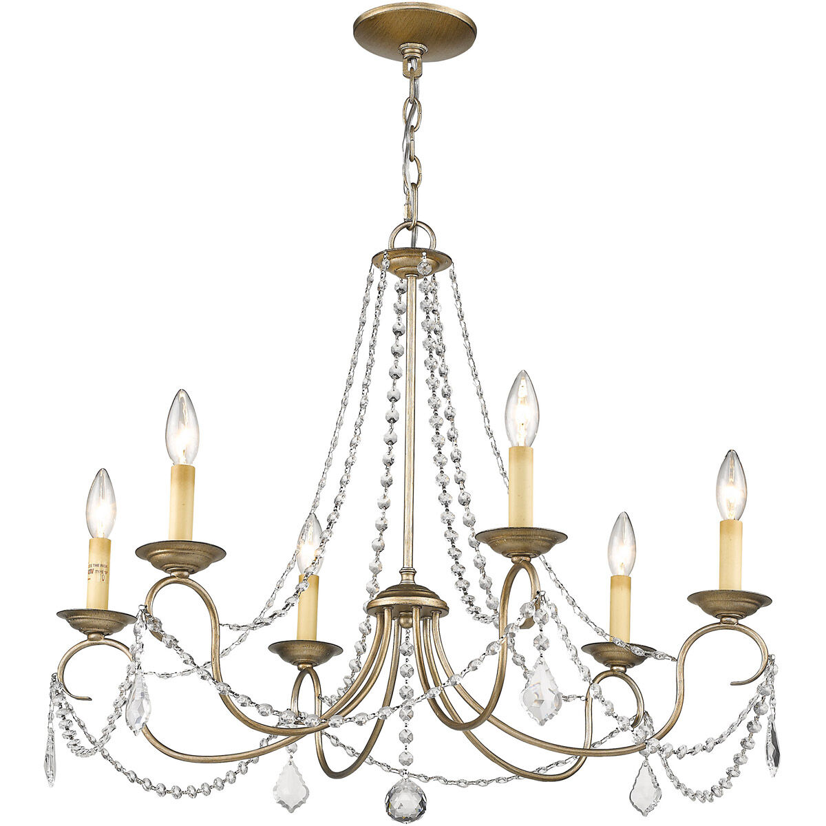 Pennington 6 Light 28 inch Hand Painted Antique Silver Leaf Chandelier Ceiling Light