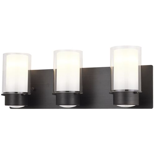 Essex 3 Light 21.25 inch Graphite Bath Vanity Wall Light in Half Opal Glass