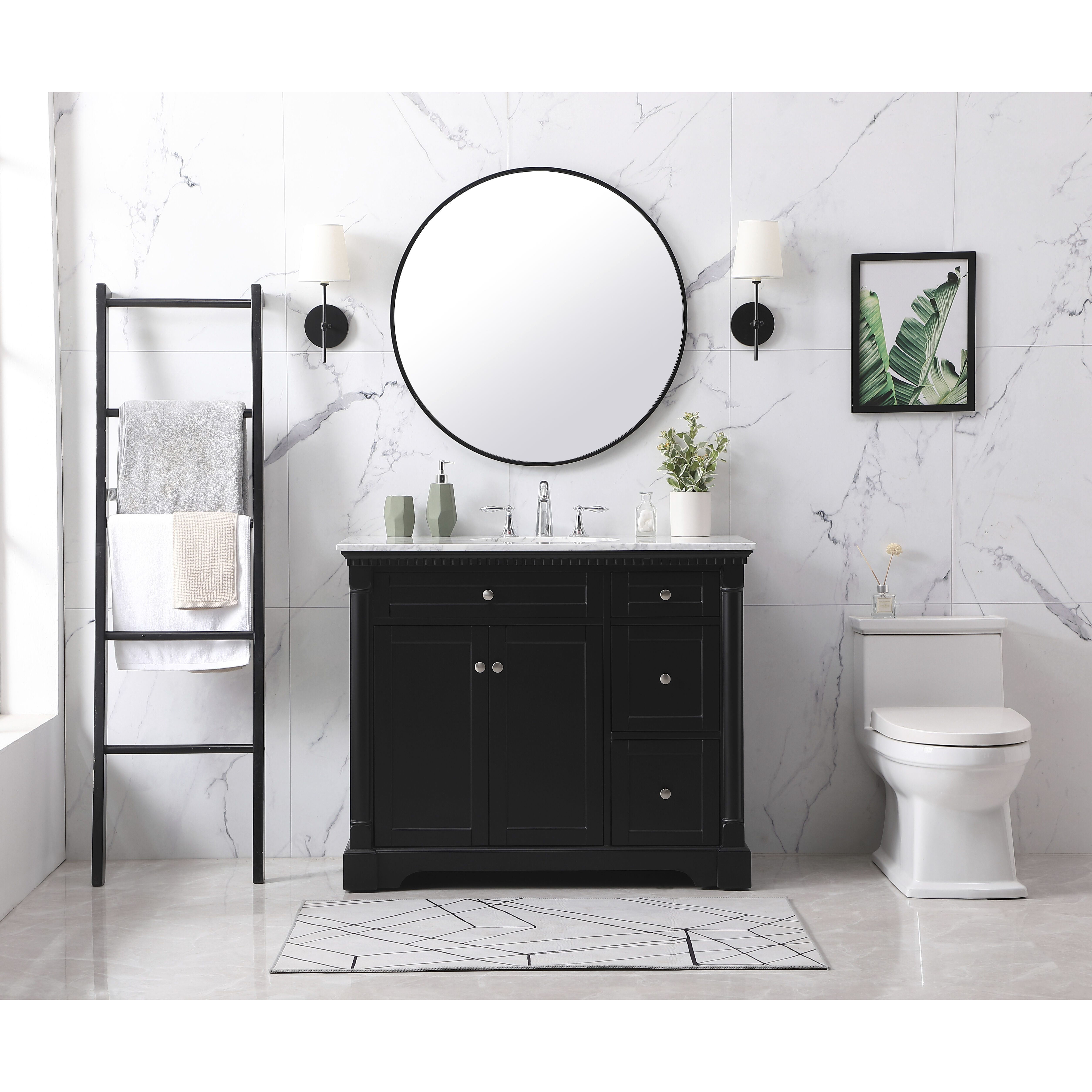 Clarence 42 X 21.5 X 35 inch Black Vanity Sink Set