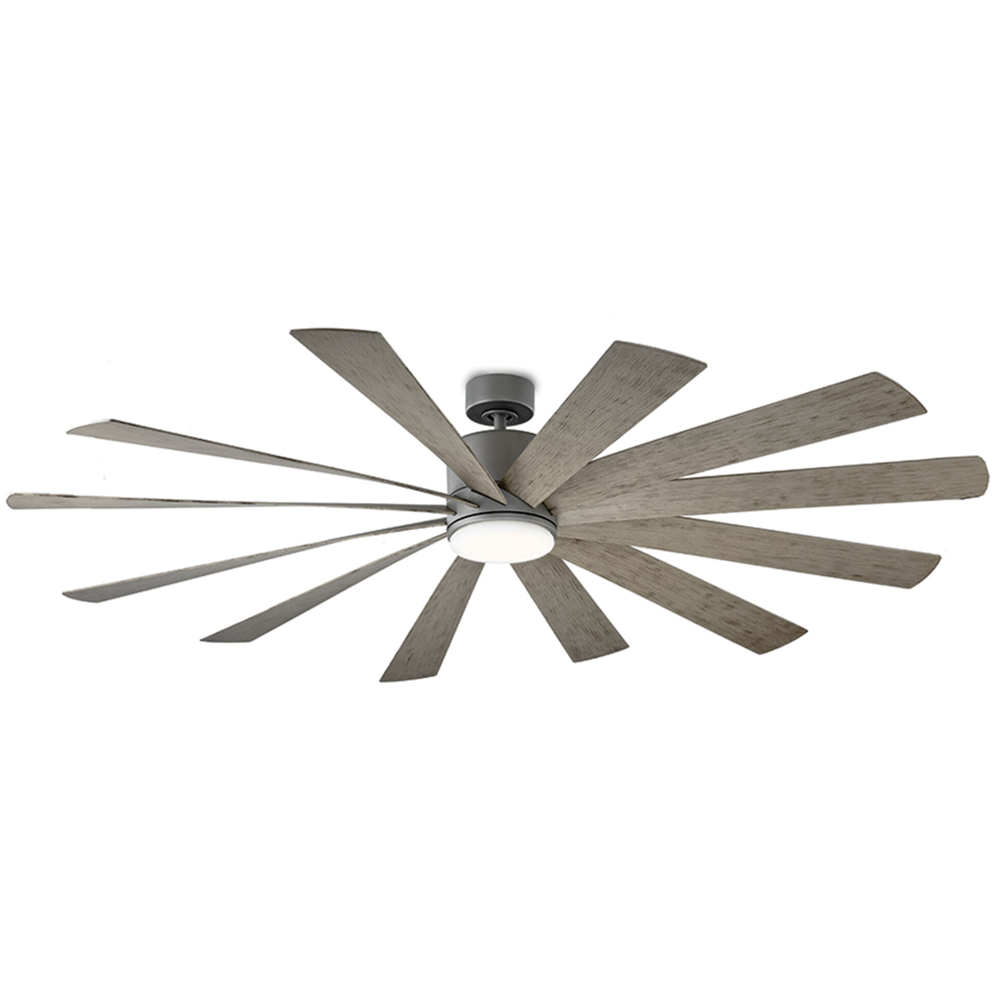 Windflower 80 inch Graphite and Weathered Gray with Weathered Gray Blades Downrod Ceiling Fan in 2700K, Graphite Weathered Gray