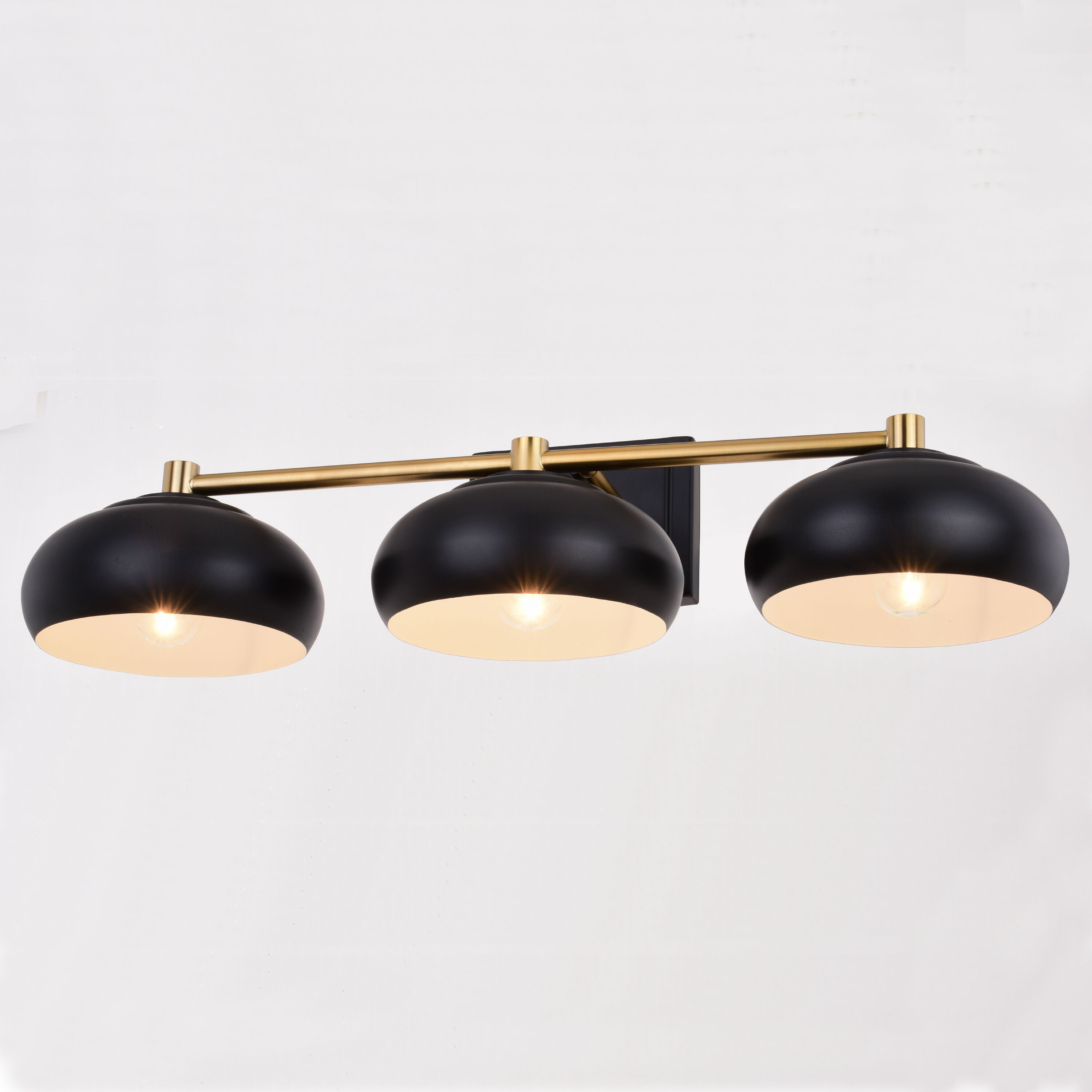 Belmont LED 27.5 inch Matte Black and Satin Brass Bathroom Light Wall Light in 3