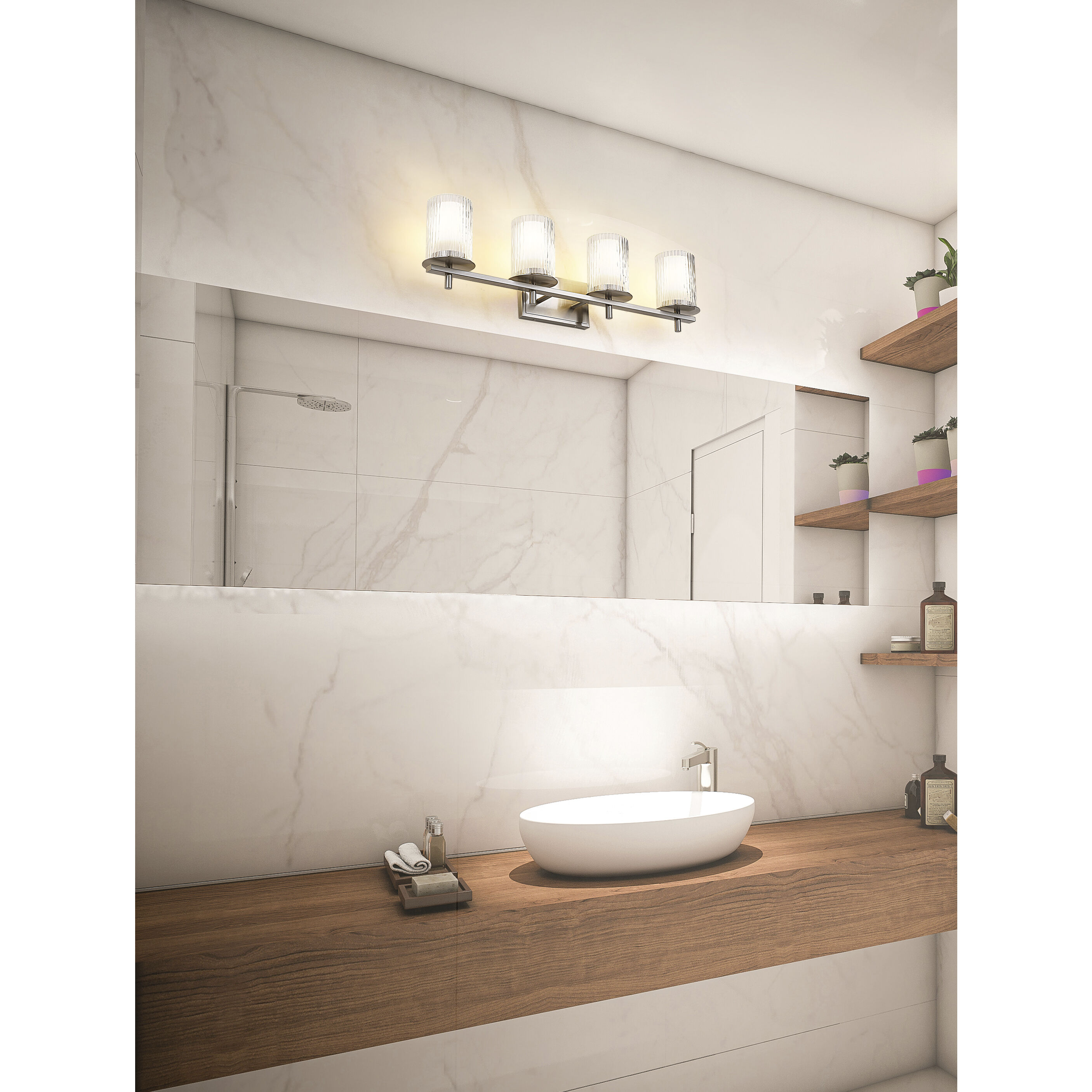 Grayson 4 Light 31 inch Brushed Nickel Vanity Wall Light