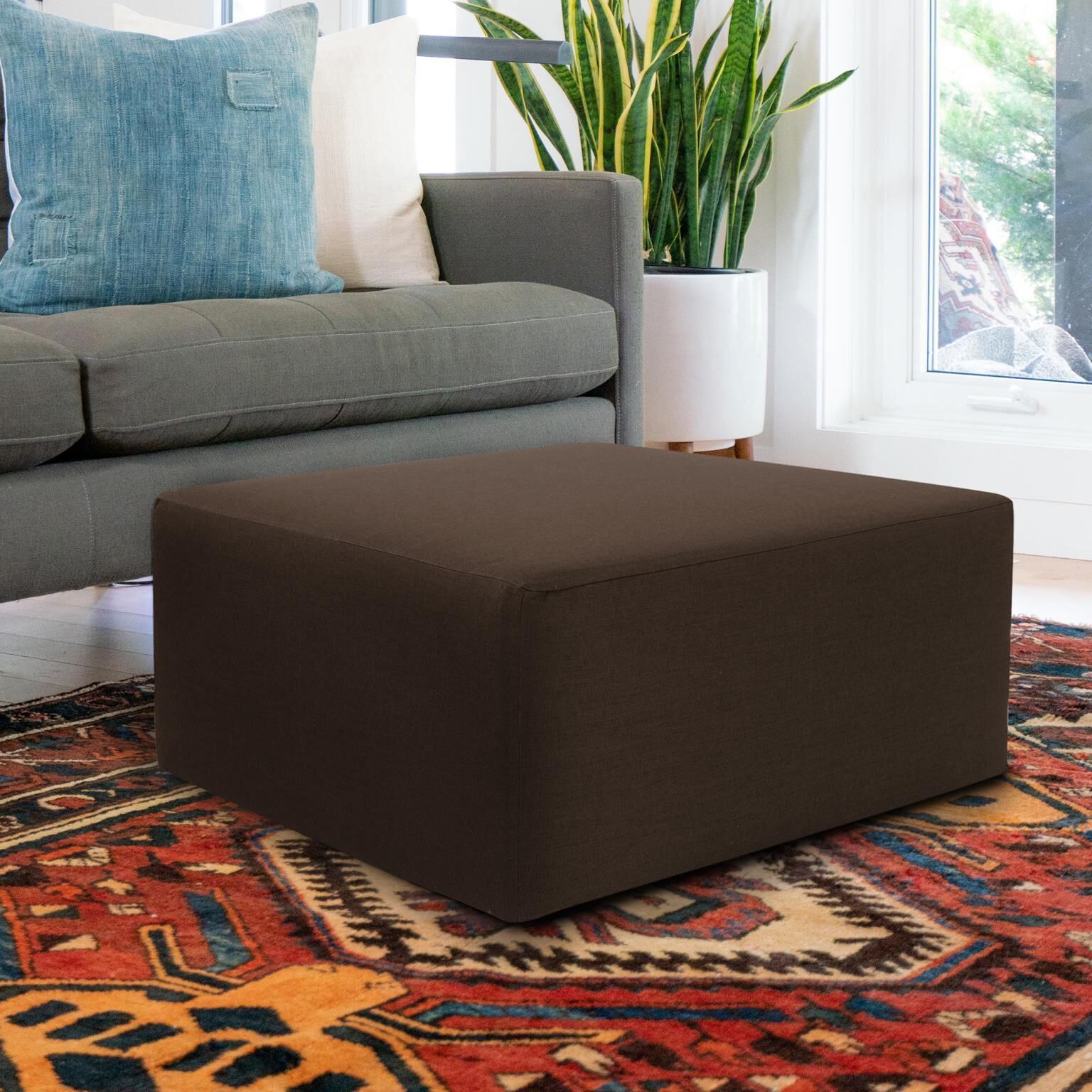 Universal 17 inch Chocolate Outdoor Ottoman, 36in Square, The Seascape Collection