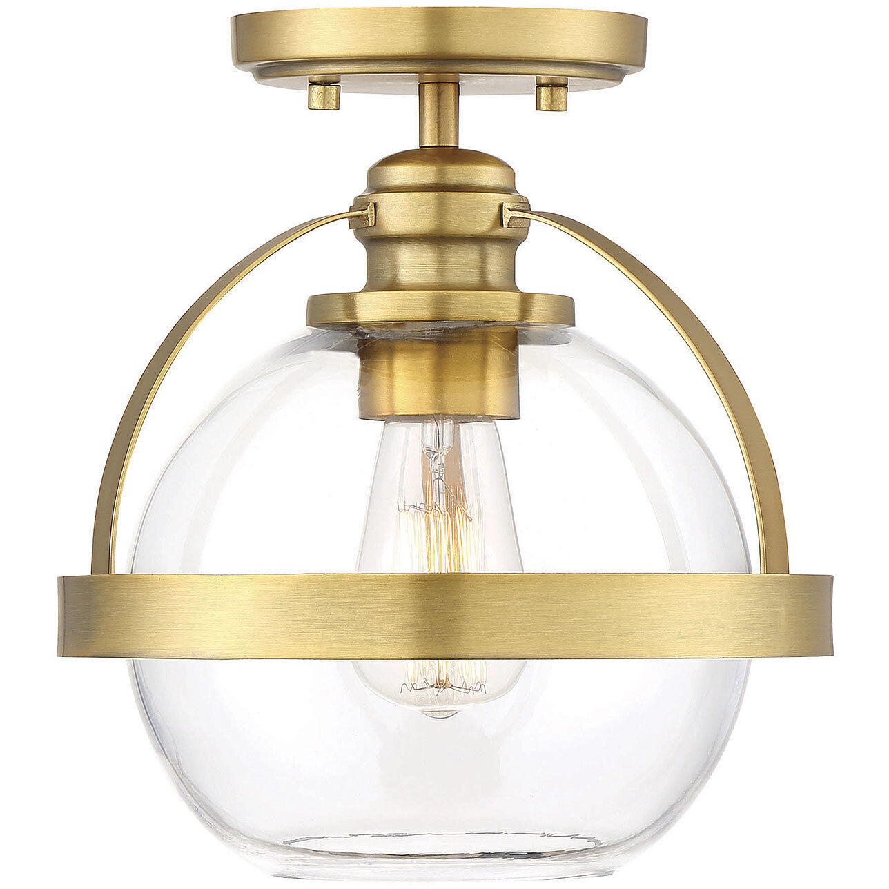 Pendleton 1 Light 9.38 inch Warm Brass Semi-Flush Ceiling Light, Essentials