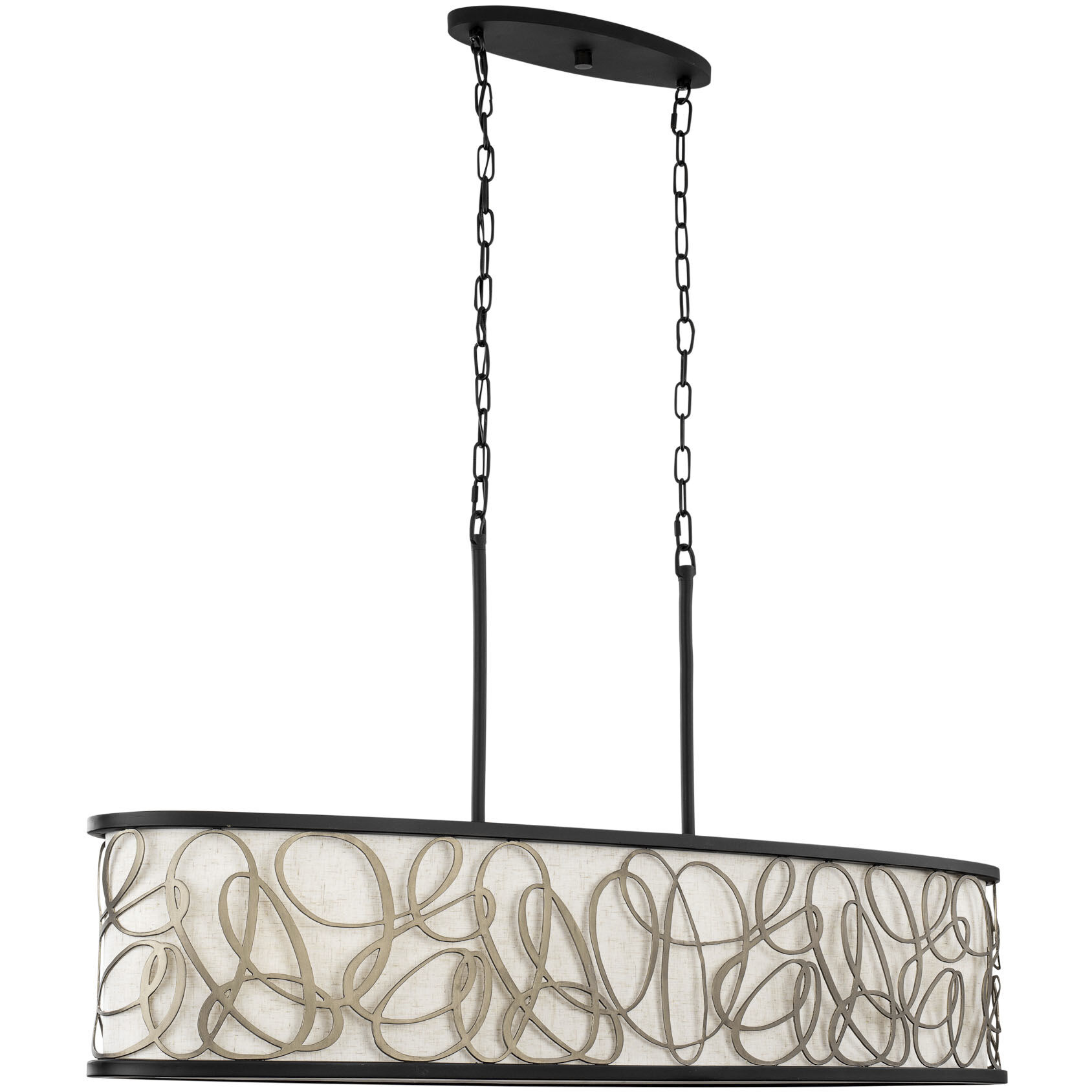 Scribble 6 Light 48 inch Matte Black with Artifact Linear Pendant Ceiling Light, Smithsonian Collaboration