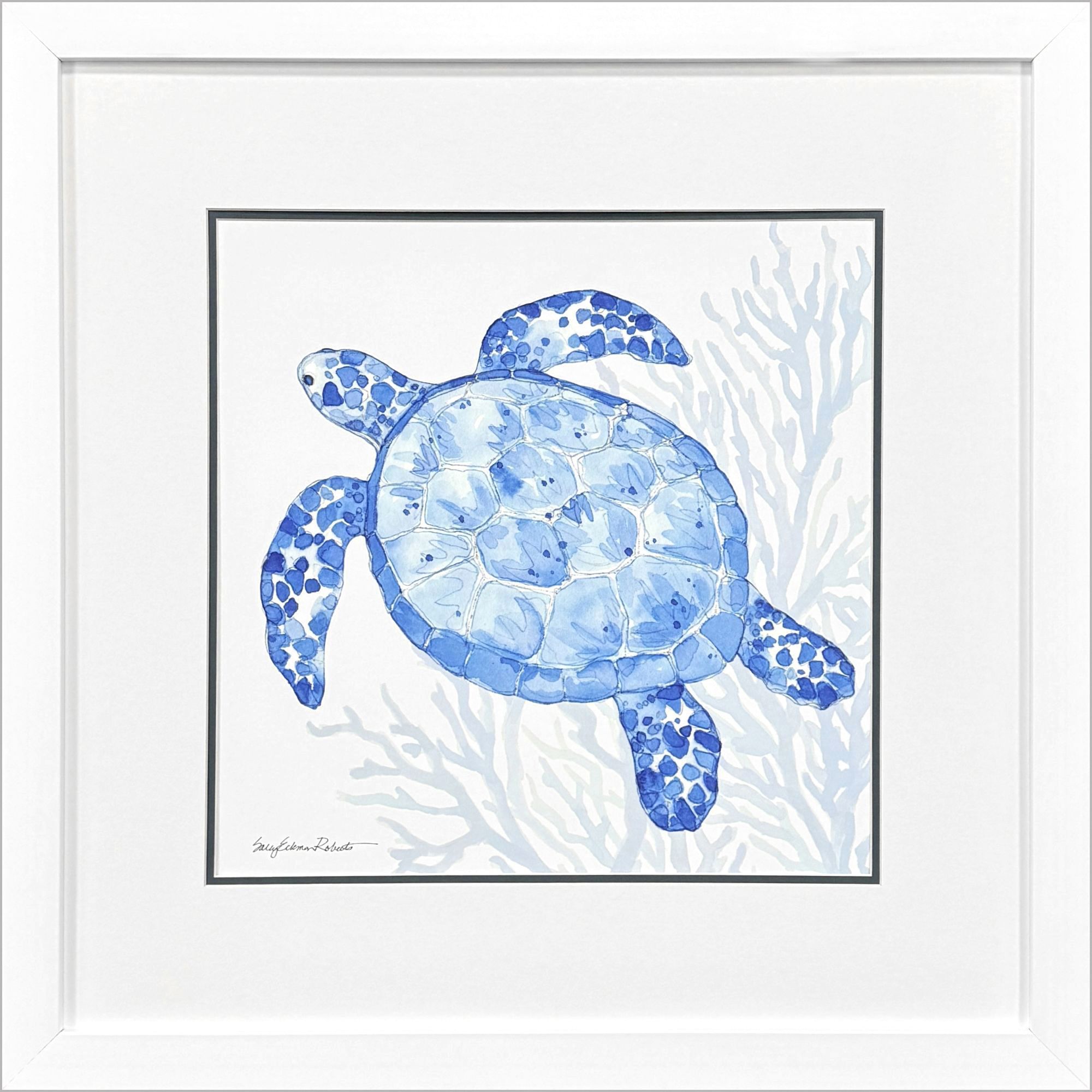 Indigo Ocean Blue Framed Art, Propac