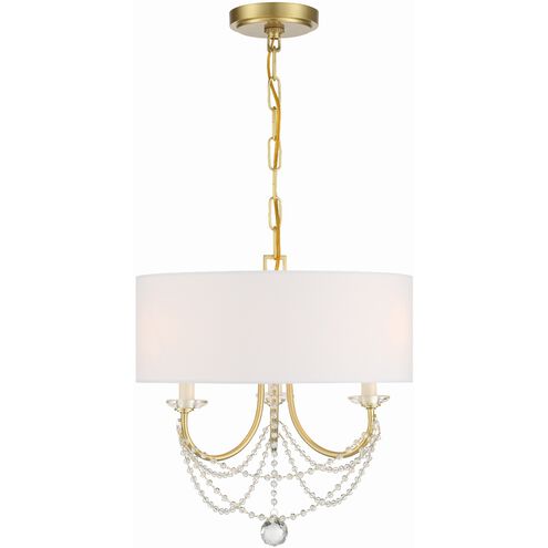 Delilah 3 Light 15.75 inch Aged Brass Chandelier Ceiling Light