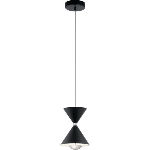 Kordan LED 8 inch Matte Black Mini Pendant Ceiling Light in Black and Polished Nickel