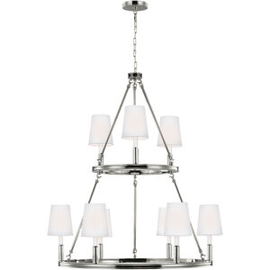 Sean Lavin Lismore 9 Light 37.38 inch Polished Nickel Chandelier Ceiling Light in White Fabric
