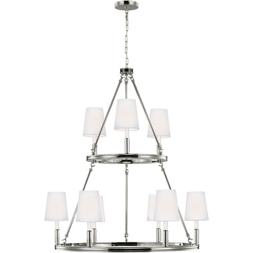 Sean Lavin Lismore 9 Light 37.38 inch Polished Nickel Chandelier Ceiling Light in White Fabric