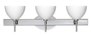 Brella 3 Light 23 inch Chrome Vanity Lighting Wall Light in Halogen, White Glass