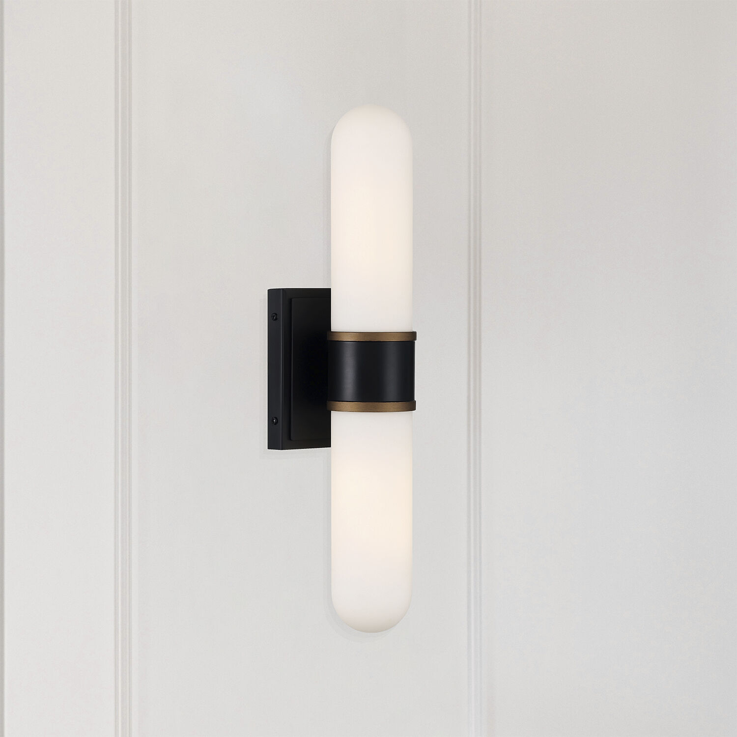 Capsule Wall Sconce Wall Light in Matte Black and Textured Gold