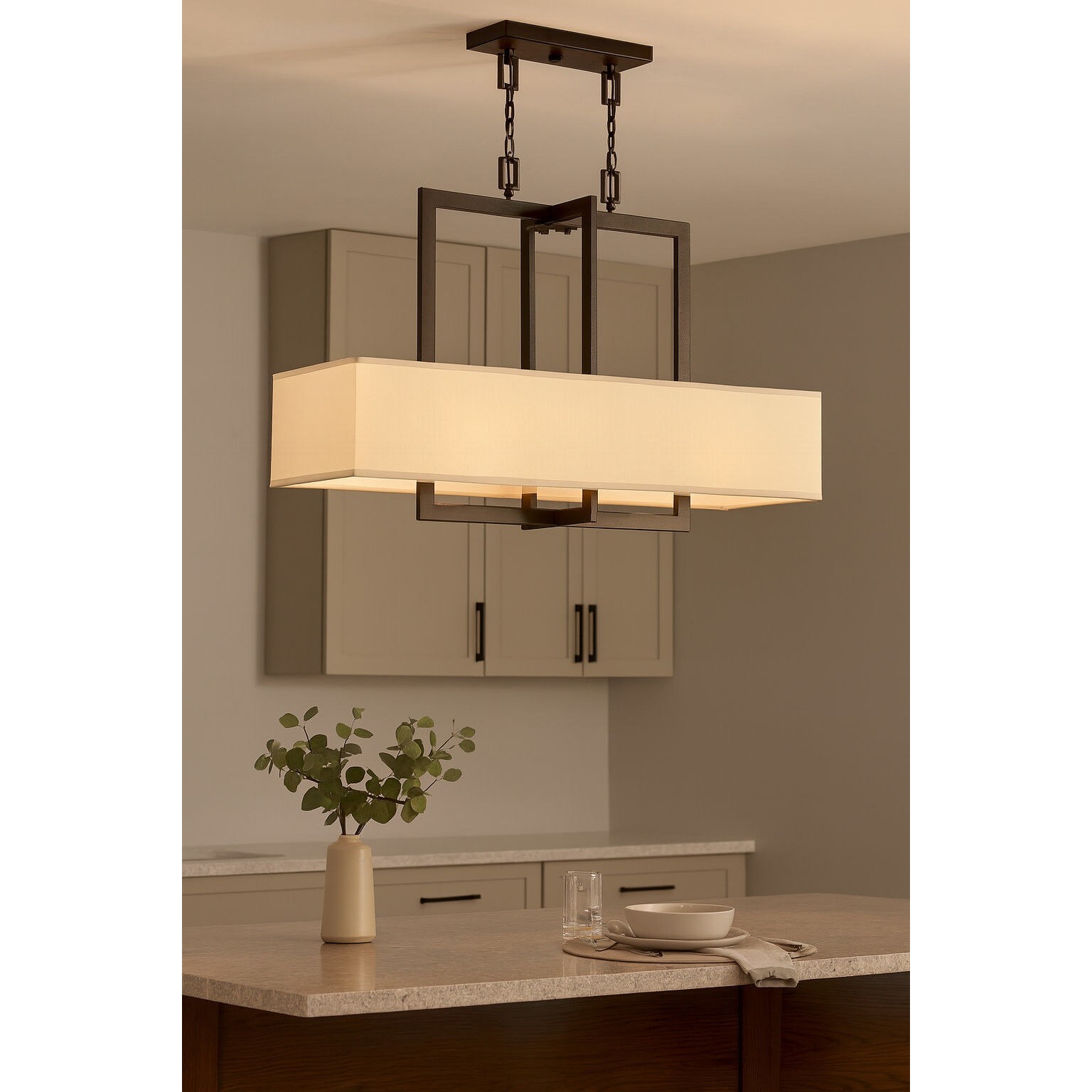 Hampton 4 Light 42 inch Buckeye Bronze Indoor Linear Chandelier Ceiling Light