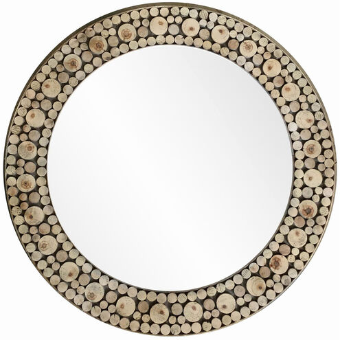 Log Mosaic Mirror 33 X 33 inch Natural Wood Logs-Mosaic Mirror