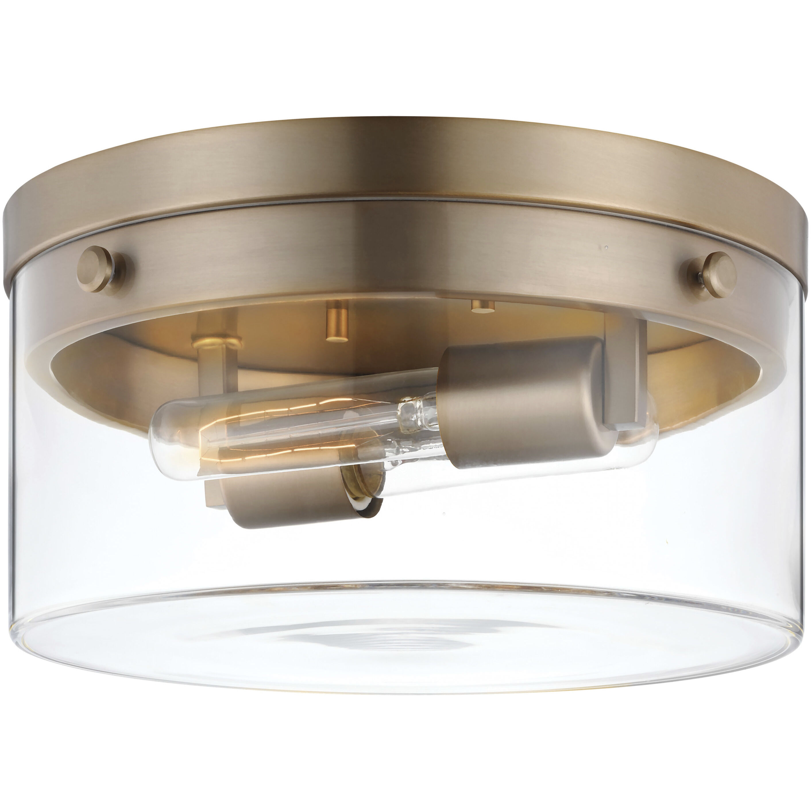 Intersection 2 Light 14 inch Burnished Brass Flush Ceiling Light