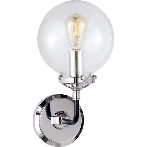 Ian K. Fowler Bistro 1 Light 6 inch Polished Nickel and Black Bath Sconce Wall Light in Clear Glass