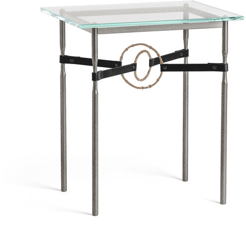 Equus 25.1 X 22 inch Natural Iron and Soft Gold Side Table in Leather Black, Natural Iron/Soft Gold