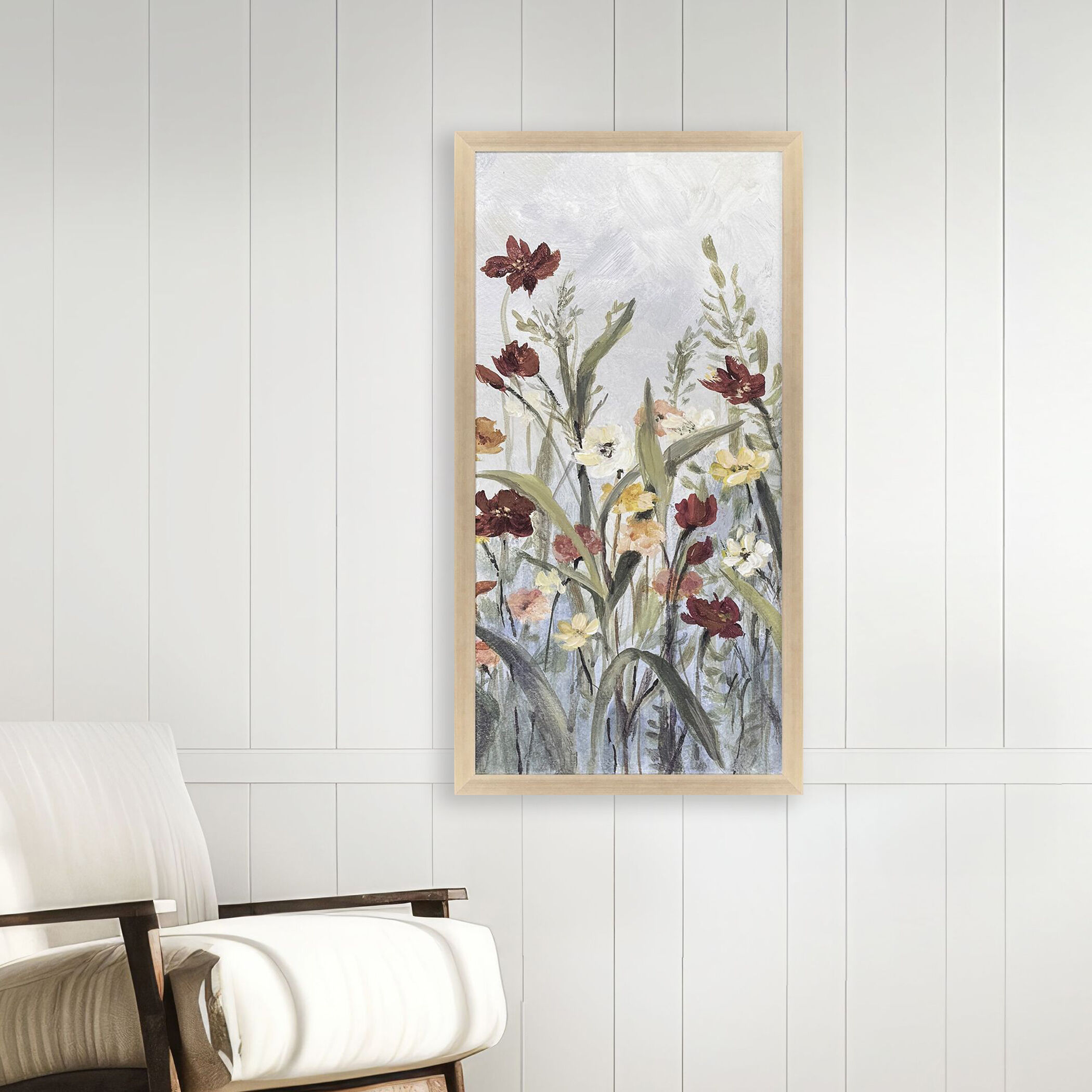 Flourish Wild Flower Green and Blue and Multi and Rust Framed Art