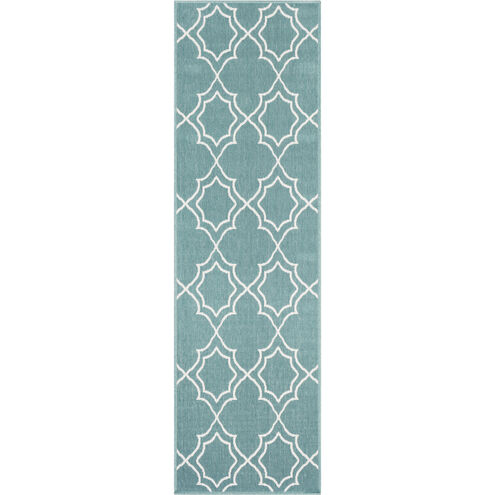 Alfresco 142 X 29 inch Teal/White Outdoor Rug, Runner