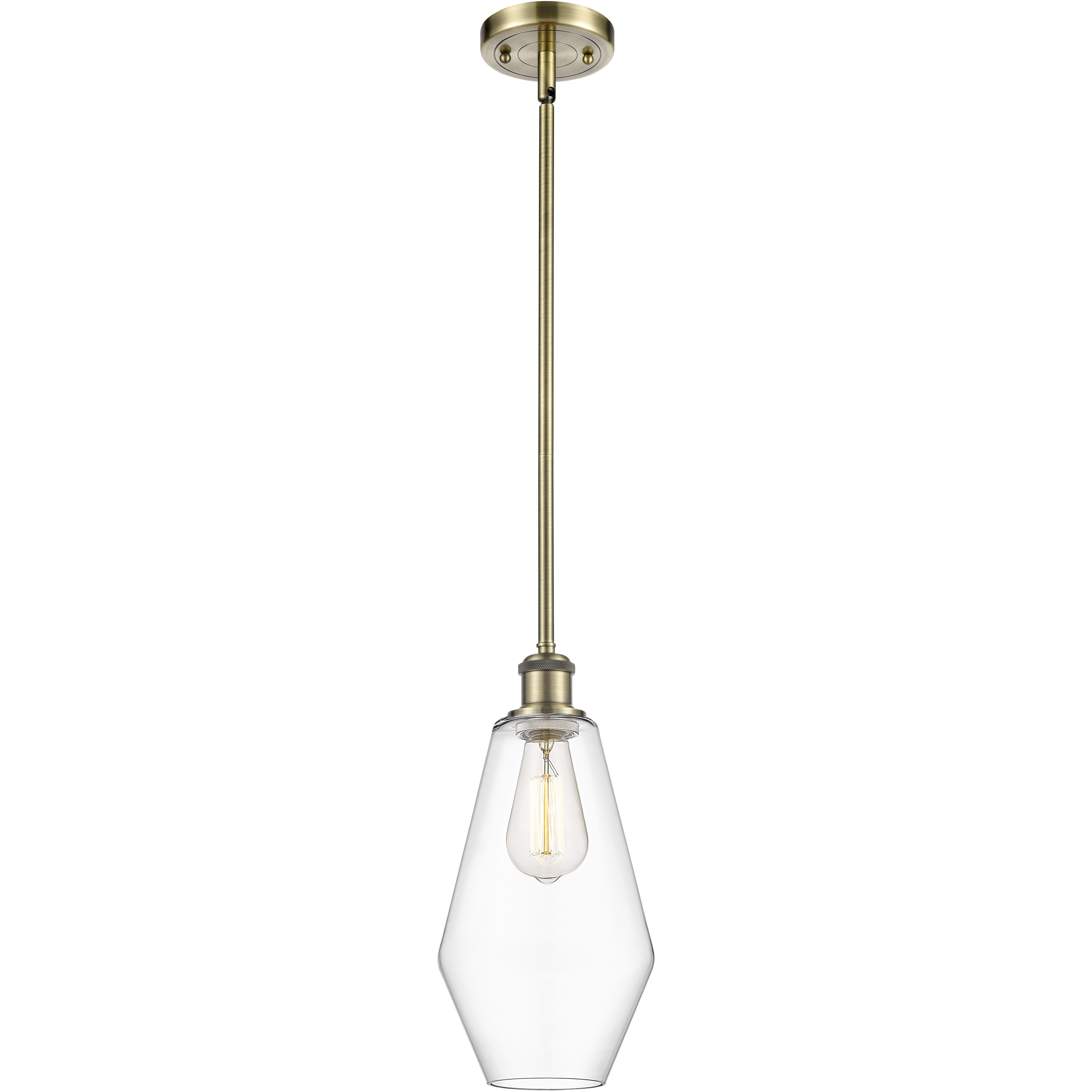 Ballston Cindyrella 1 Light 7 inch Antique Brass Mini Pendant Ceiling Light in Incandescent, Clear Glass