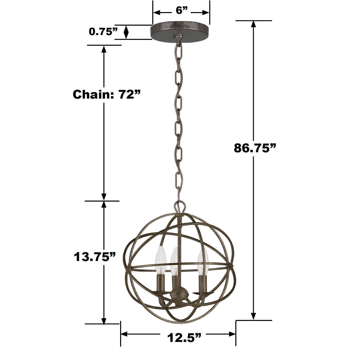 Somma Way 3 Light 12.5 inch Bronze Mini Chandelier Ceiling Light