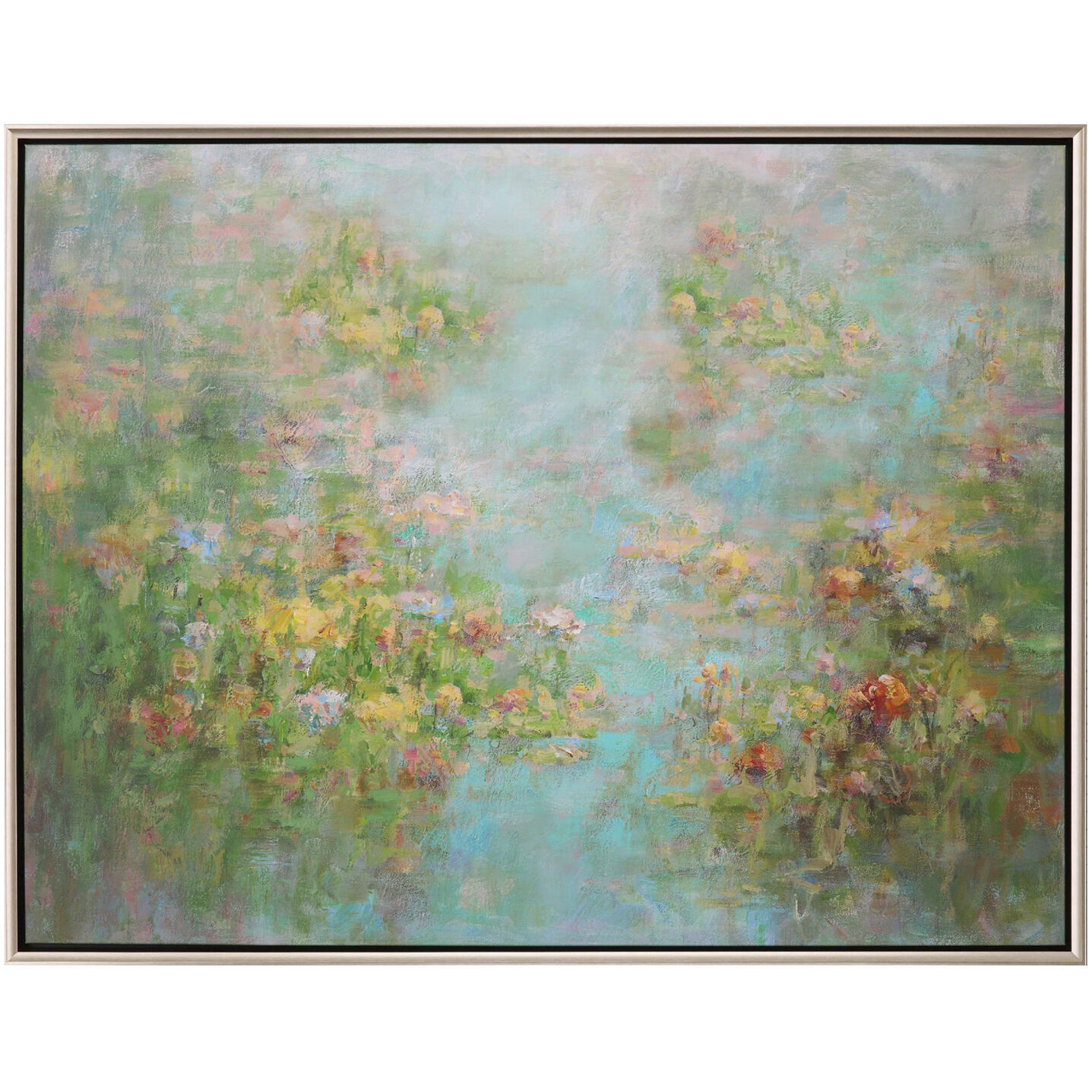 Lilies in Bloom Blue and Green and Multi and Pink Canvas