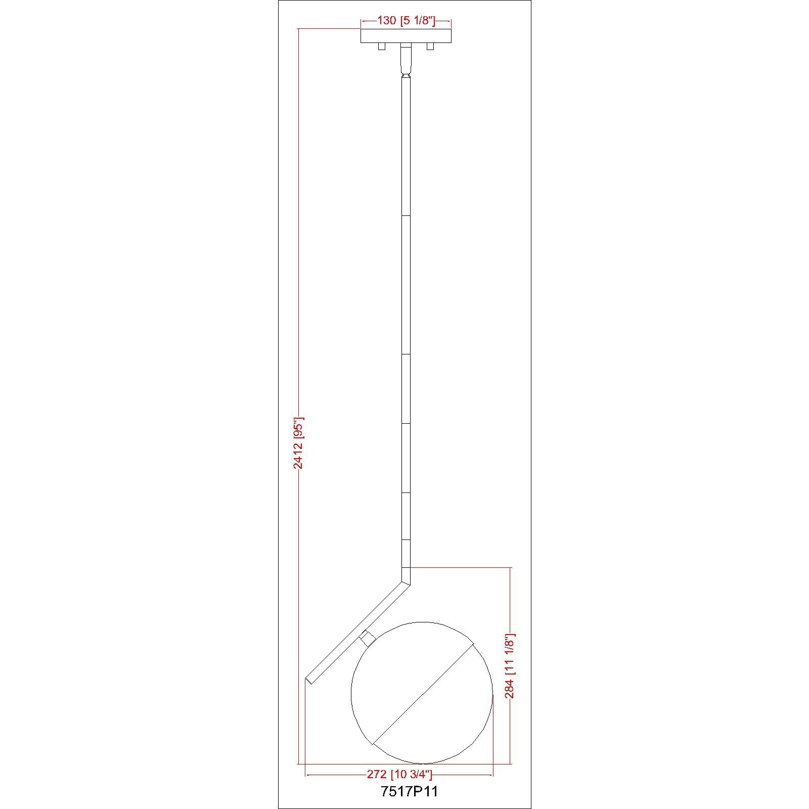 Realm Sphere 1 Light 10.75 inch Brushed Nickel Pendant Ceiling Light