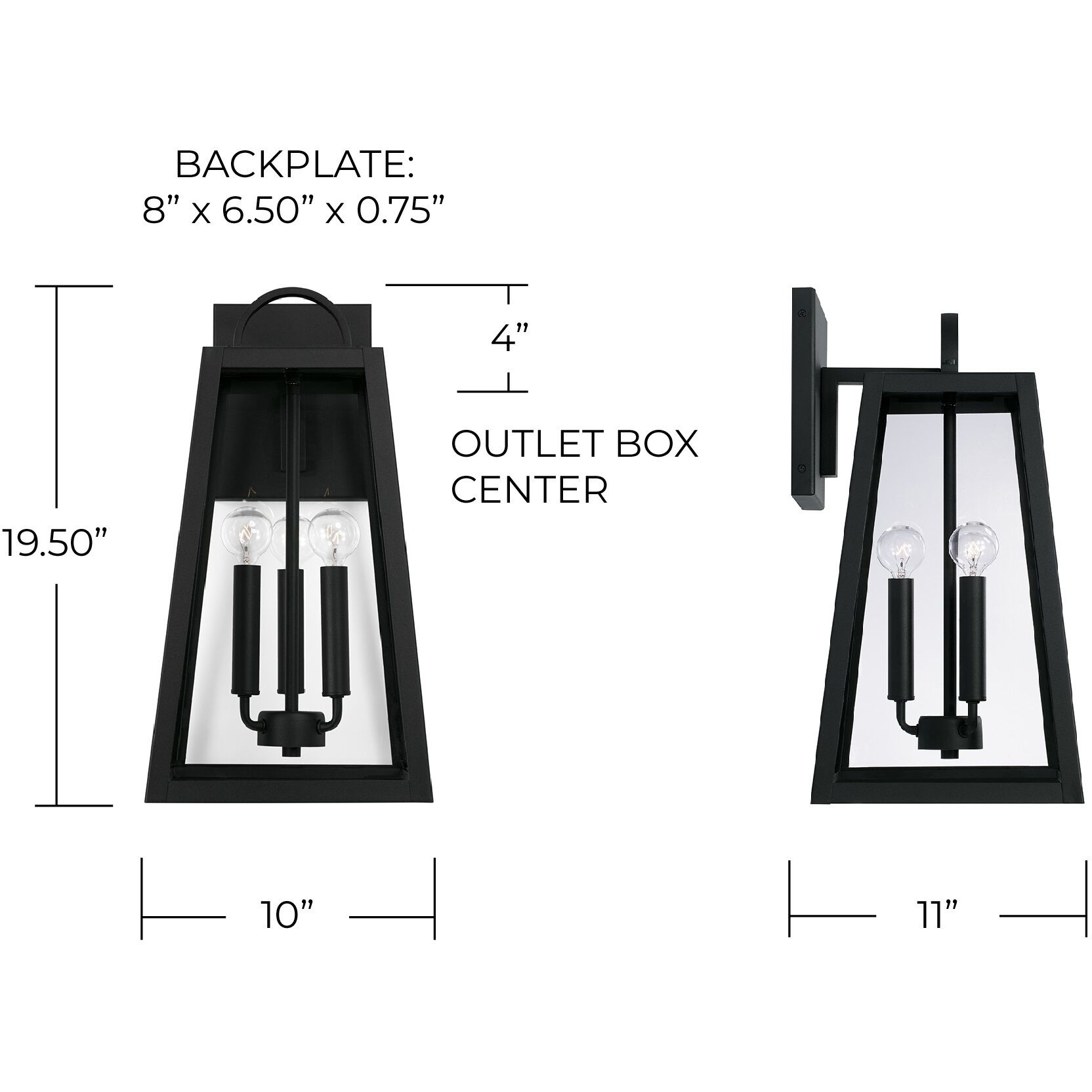 Leighton 3 Light 19.5 inch Black Outdoor Wall Lantern