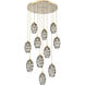 Ellisse 11 Light Gilded Brass Chandelier Ceiling Light, Round Multi-Port