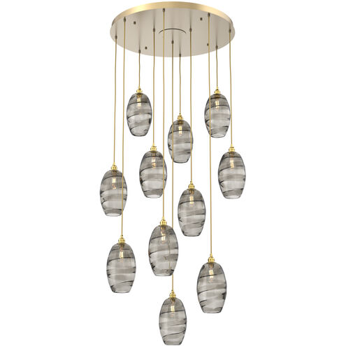 Ellisse 11 Light Gilded Brass Chandelier Ceiling Light, Round Multi-Port