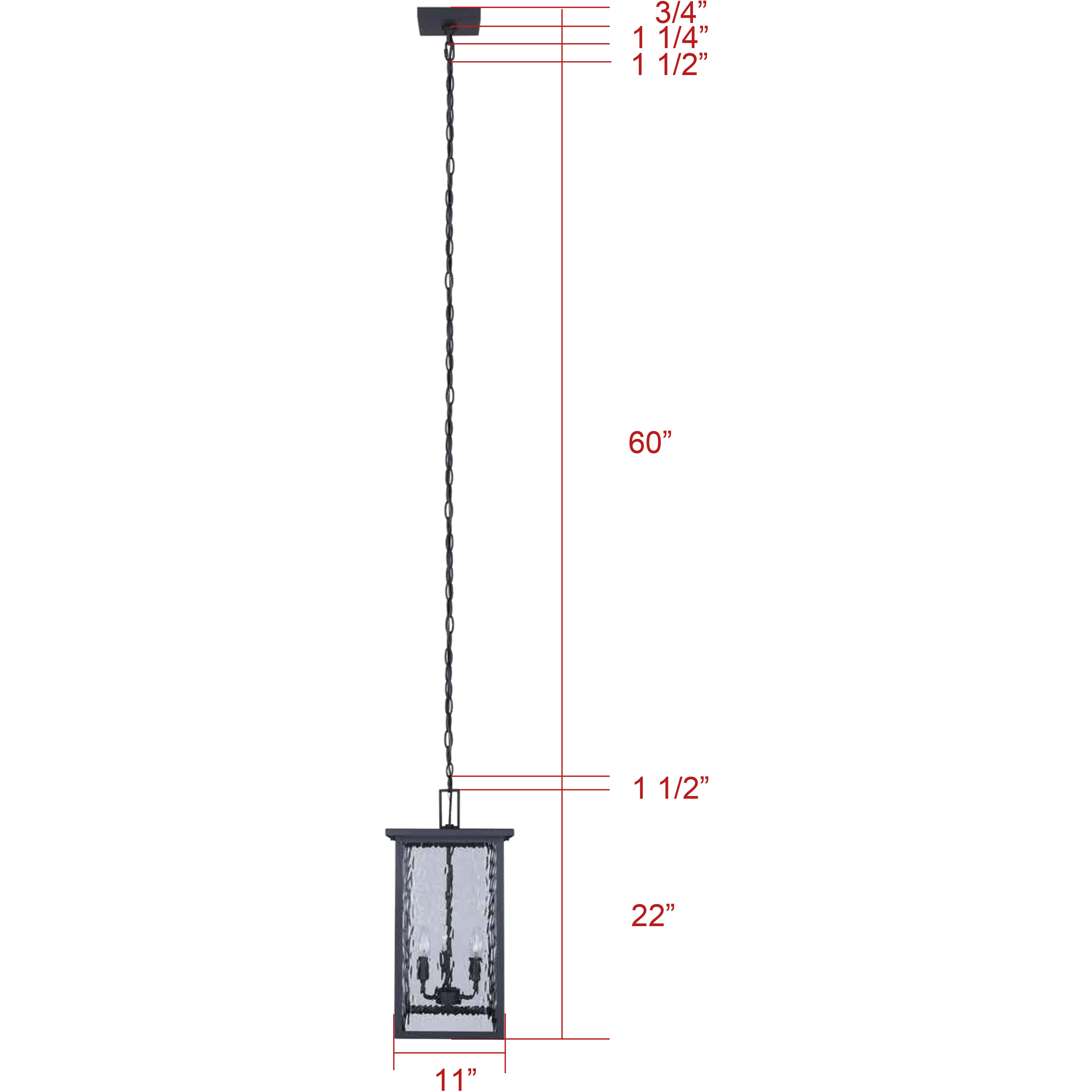 Shana 3 Light 11 inch Black Outdoor Pendant Light