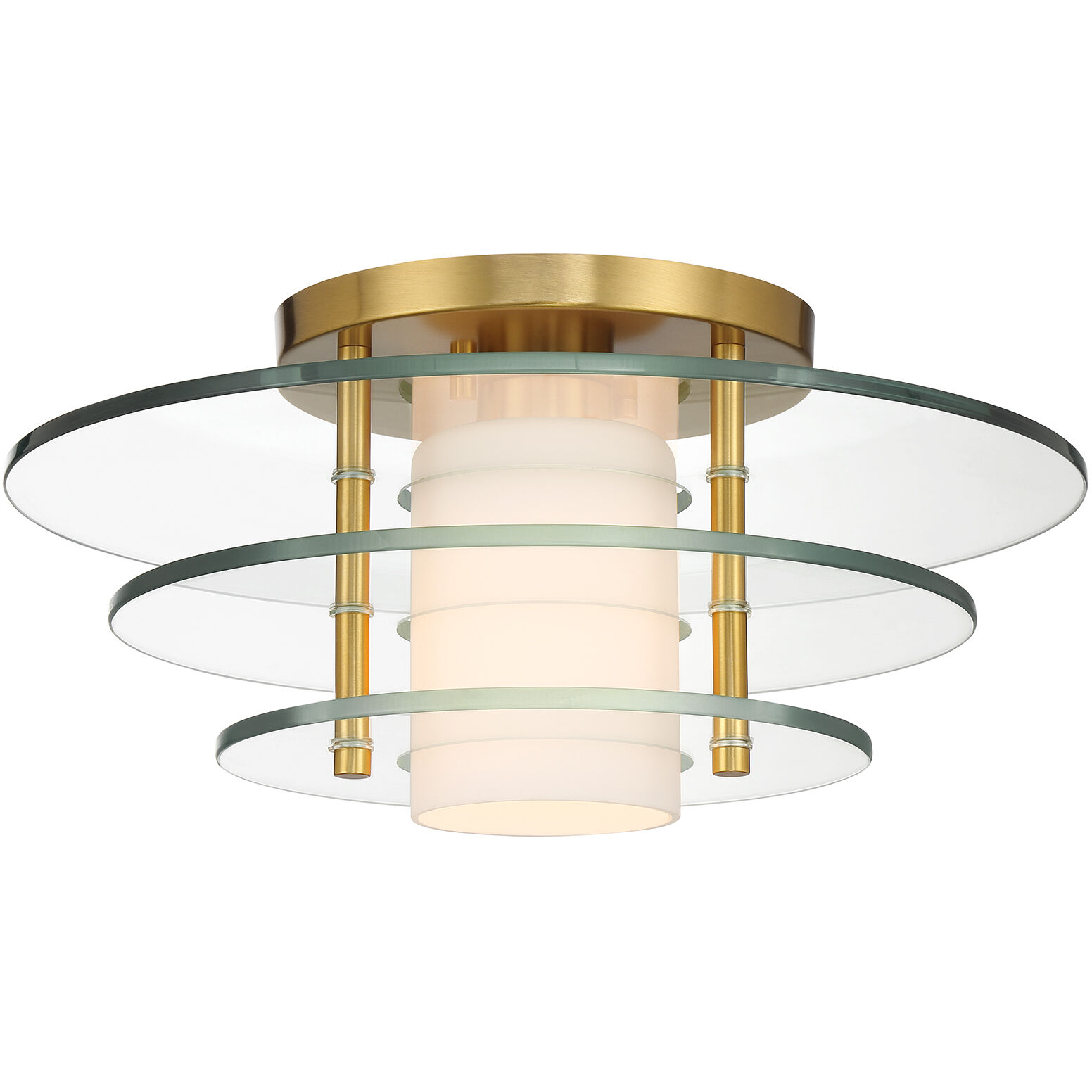 Newell 1 Light 16 inch Warm Brass Semi-Flush Ceiling Light