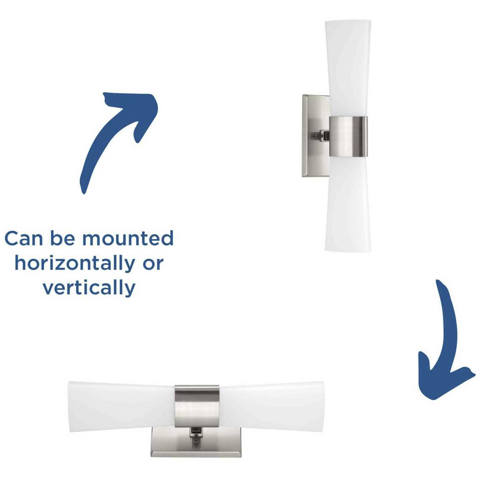 Zura 2 Light 5 inch Brushed Nickel Bath Vanity Wall Light, Design Series