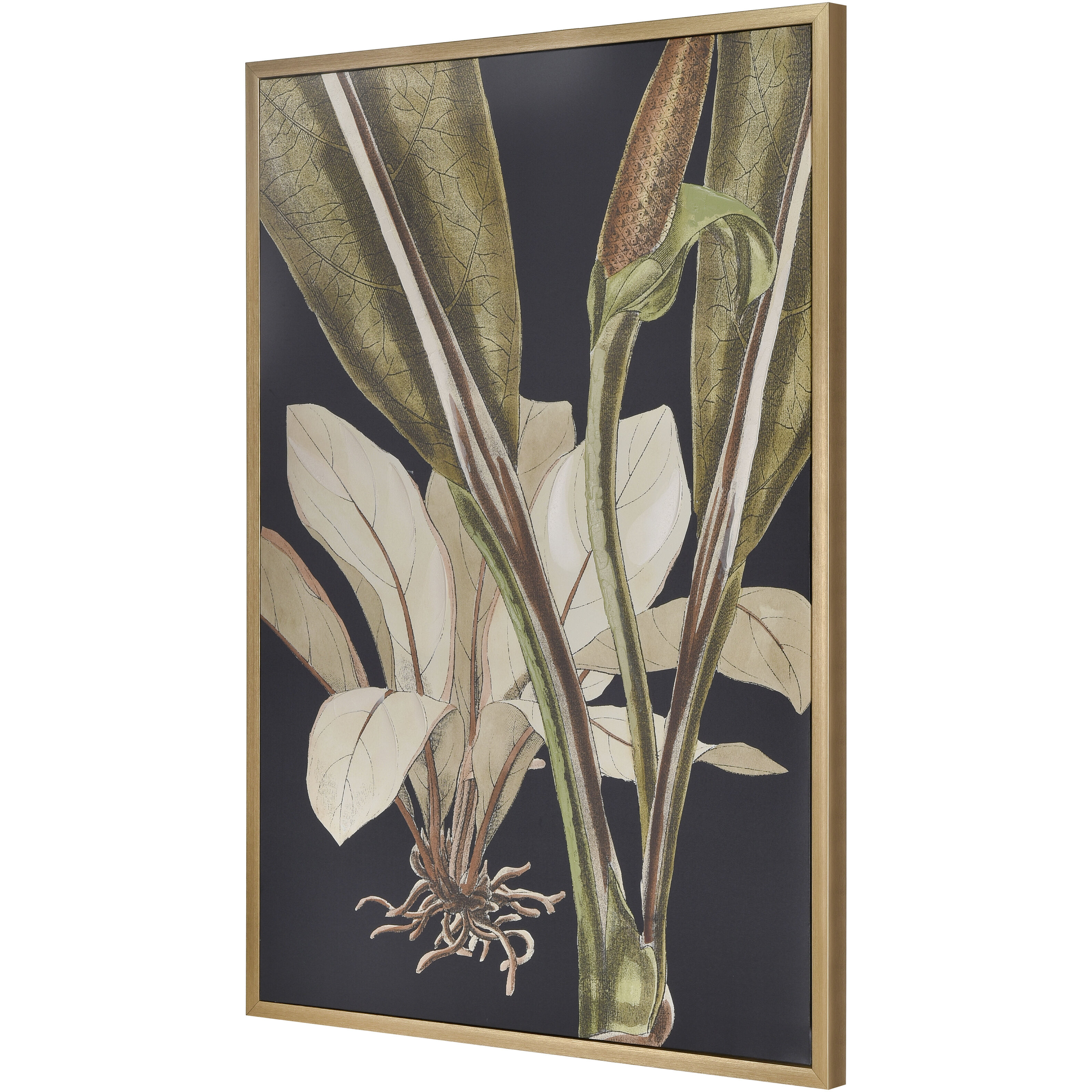 Lush II Green with Black and Wood Tone Framed Wall Art