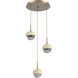 Cabochon LED Gilded Brass with Travertine Stone Pendant Chandelier Ceiling Light in Smoke, 2700K LED