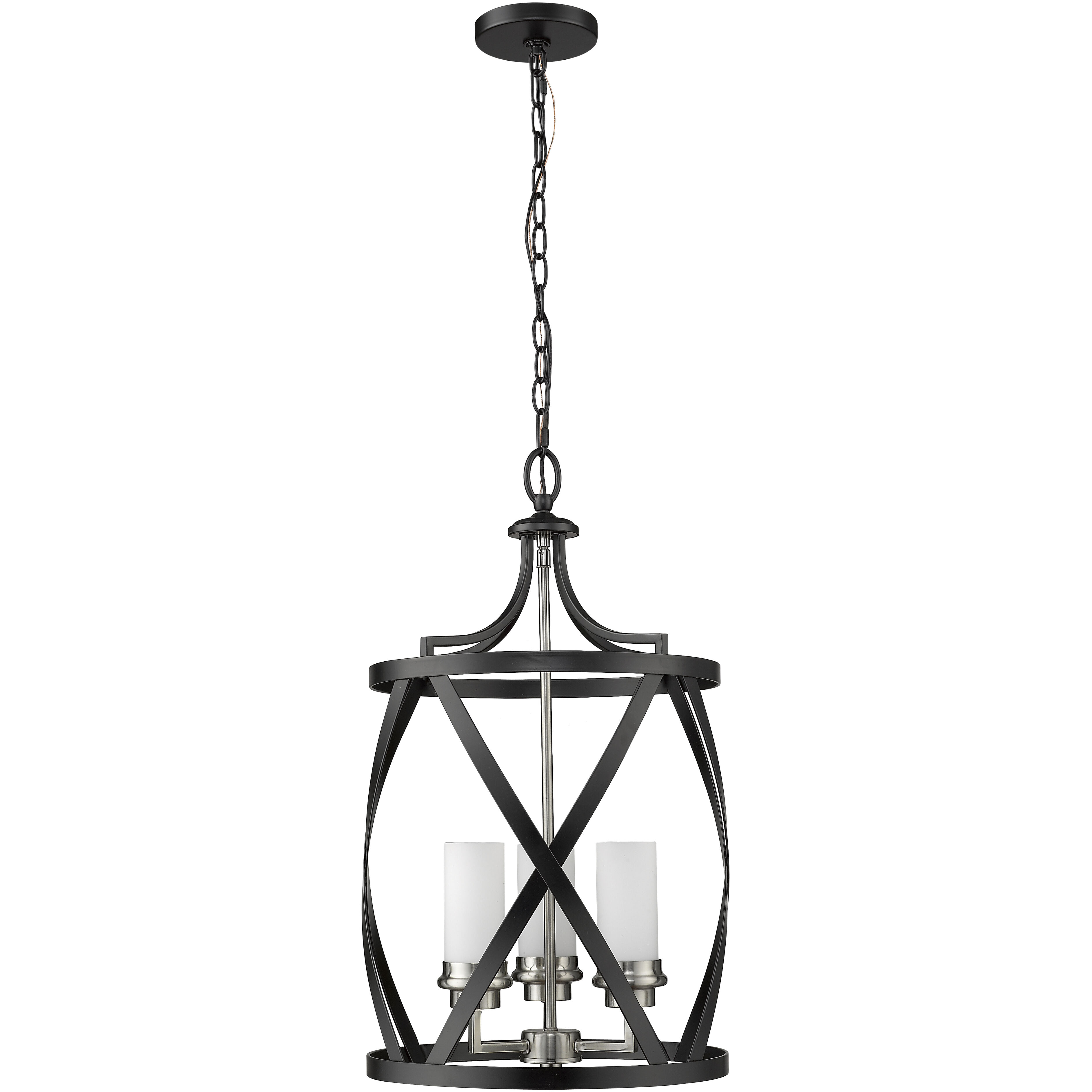 Malcalester 3 Light 14 inch Matte Black and Brushed Nickel Pendant Ceiling Light