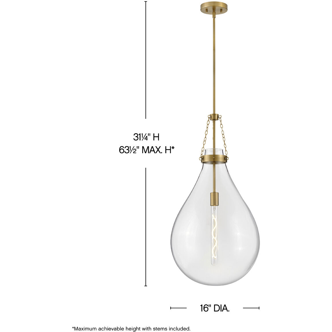 Eloise 1 Light 16 inch Lacquered Brass Pendant Ceiling Light