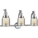 Franklin Restoration Small Bell 3 Light 28 inch Polished Chrome Bath Vanity Light Wall Light in Silver Plated Mercury Glass, Franklin Restoration