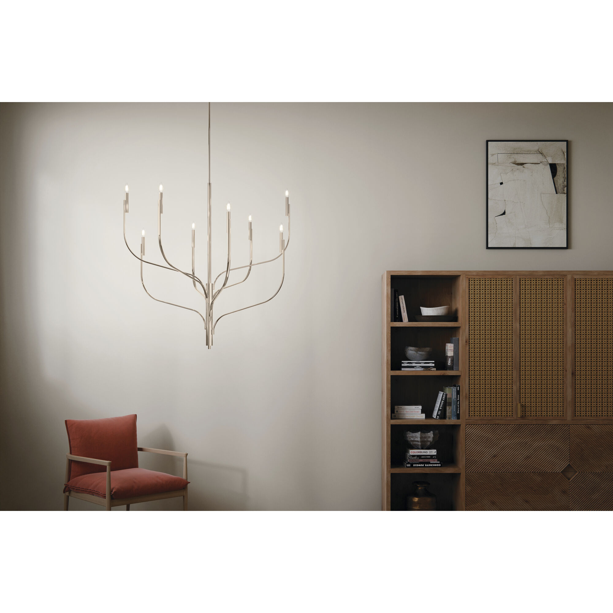 Livadia 8 Light Polished Nickel Chandelier Ceiling Light, 1 Tier Large