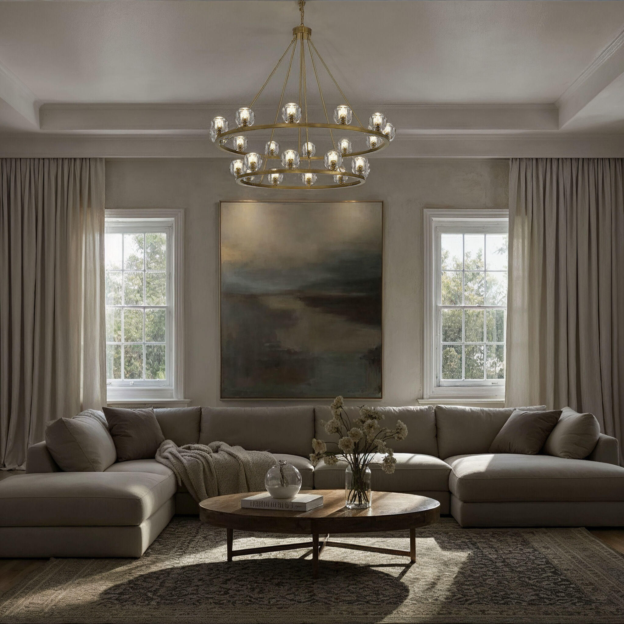 Aragon 22 Light 48 inch Soft Brass Chandelier Ceiling Light