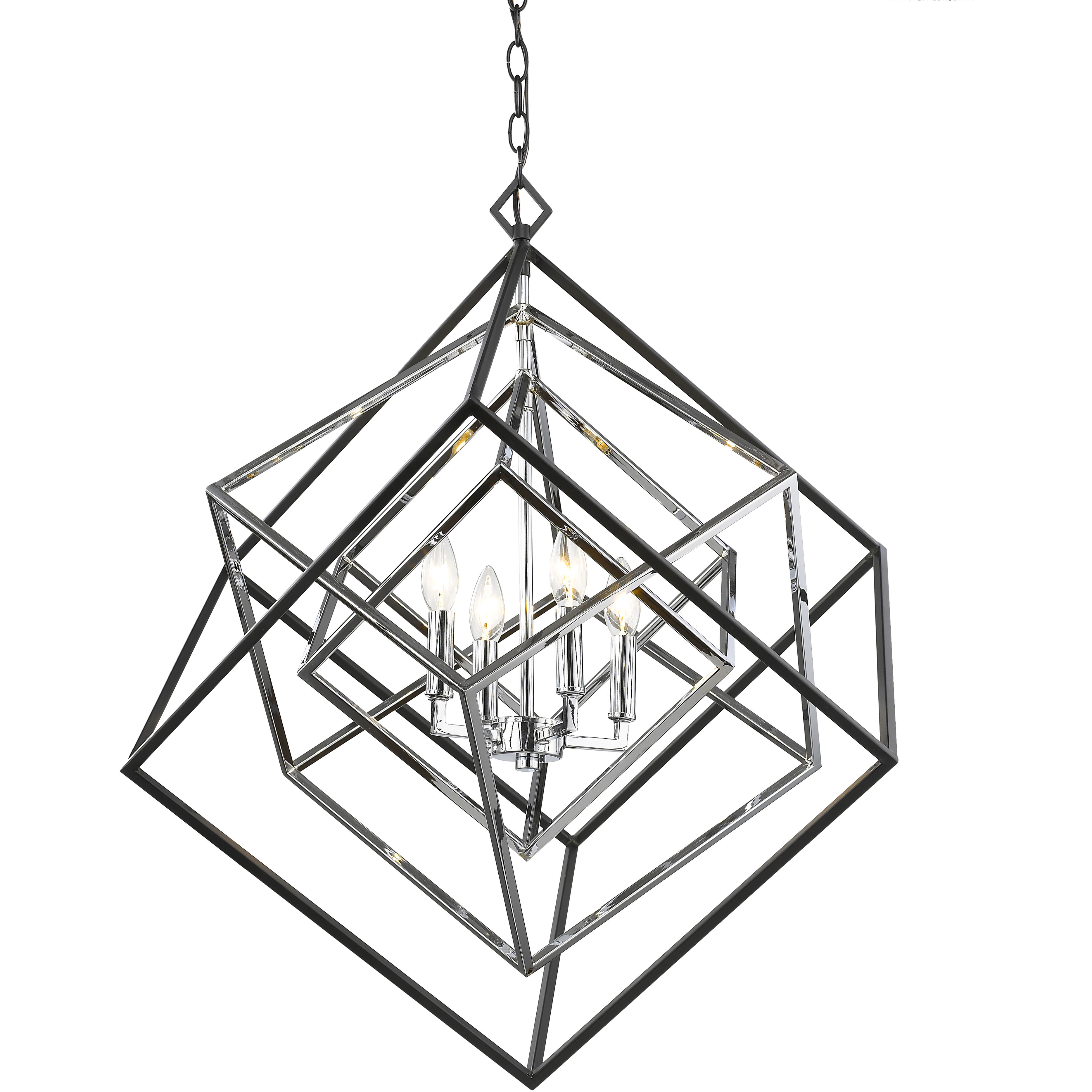 Euclid 4 Light 29.5 inch Chrome and Matte Black Chandelier Ceiling Light