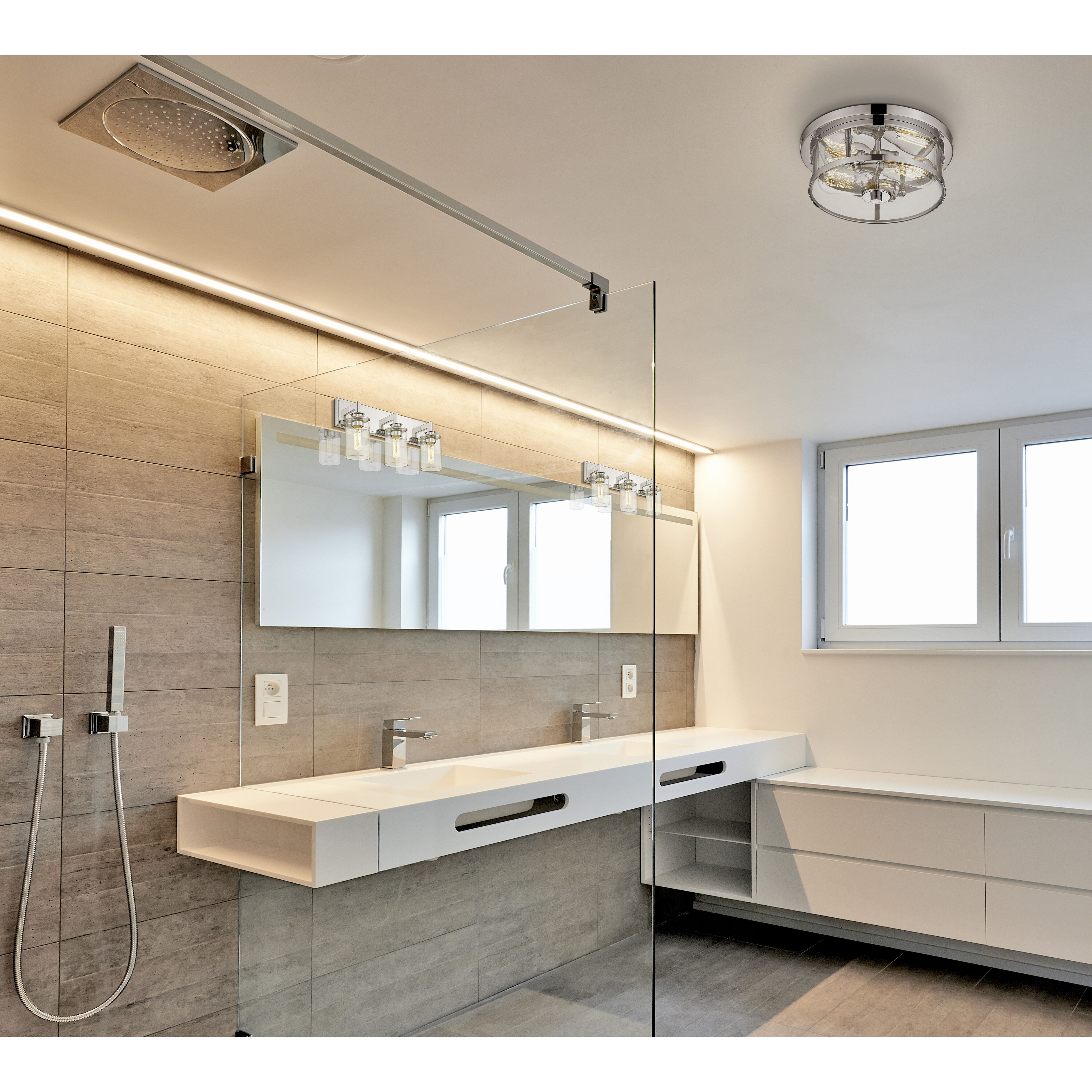 Savannah 2 Light 11 inch Chrome Flush Mount Ceiling Light