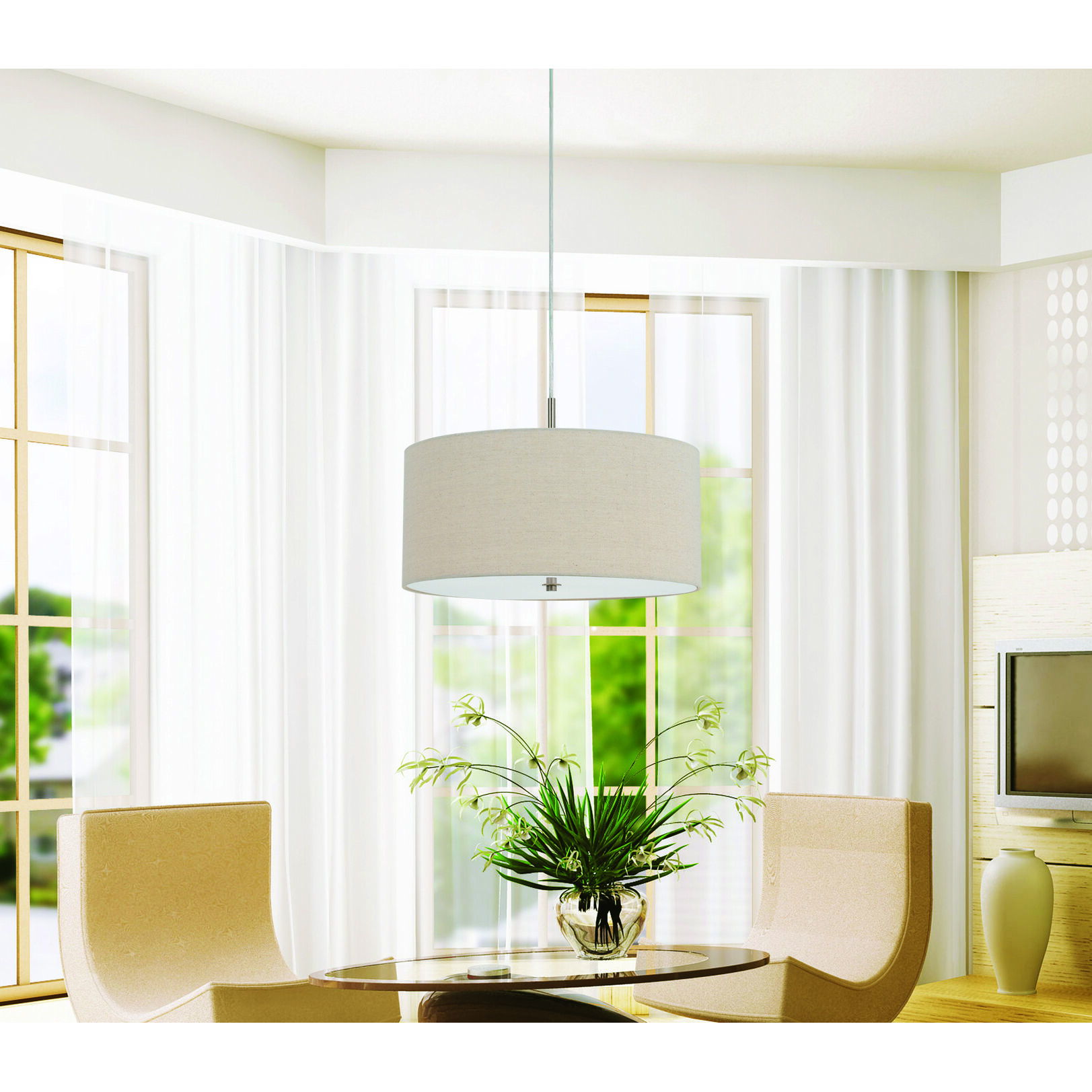 Addison 3 Light 18 inch Brushed Steel Pendant Ceiling Light 